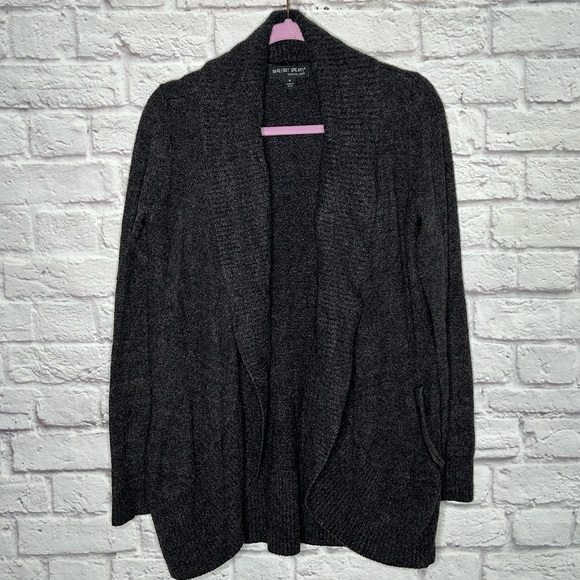 Barefoot Dreams CozyChic Lite Charcoal Gray Open Front Cardigan - Picture 6 of 12